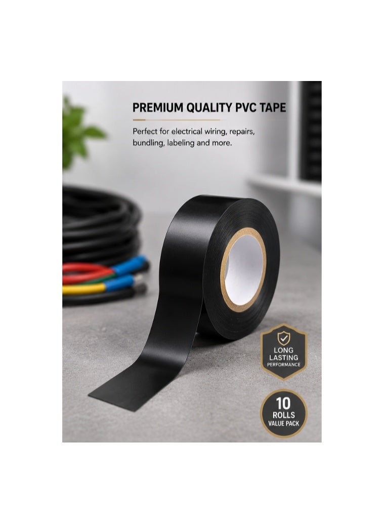THE ARTFUL BLEND 10-Pack Heavy Duty Electrical Tape – Extra Strong Waterproof PVC Insulation Tape, All-Weather Flexible Adhesive for Wiring, HVAC, Automotive, Home Repairs, Construction & DIY Us - Image 2