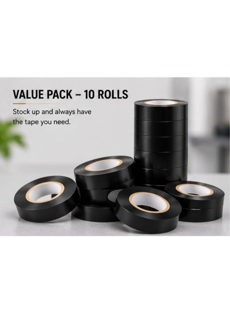 THE ARTFUL BLEND 10-Pack Heavy Duty Electrical Tape – Extra Strong Waterproof PVC Insulation Tape, All-Weather Flexible Adhesive for Wiring, HVAC, Automotive, Home Repairs, Construction & DIY Us - Image 4