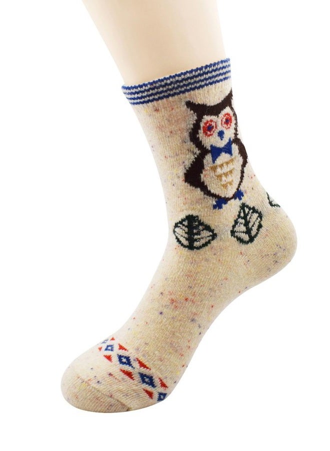 Zando Womens Wool Socks Winter Thick Athletic Socks Crew Sock Warm Hiking Merino Wool Socks Soft Mid Calf Cashmere Sock Duck Boot Sock 3 Pairs Owl One Size - Image 3