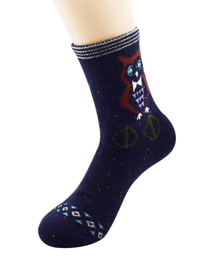 Zando Womens Wool Socks Winter Thick Athletic Socks Crew Sock Warm Hiking Merino Wool Socks Soft Mid Calf Cashmere Sock Duck Boot Sock 3 Pairs Owl One Size - Image 4