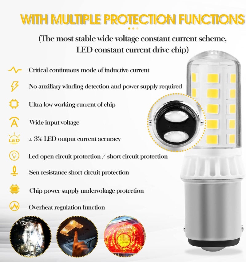 Yucclim 12V BA15D LED Bayonet Bulb for Marine Navigation and RV Lighting - 2 Pack Warm White - Image 4