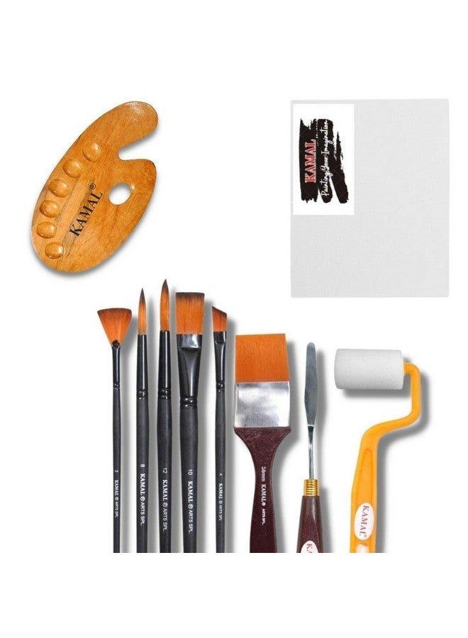 KAMAL Matte Full Toolkit with Cotton Canvas Board Medium Grain 10X12 Inch Set of 1 with Wooden Palette Medium - Image 1