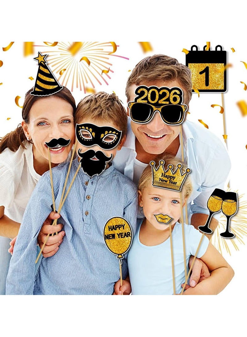 general 2026 Party Supplies Set - Large, 25-Piece | Gold and Black Happy New Year Banner, 2026 Number Balloons, New Year Foil Balloons | 2026 New Year's Eve Decorations, 2026 New Year Decorations - Image 5
