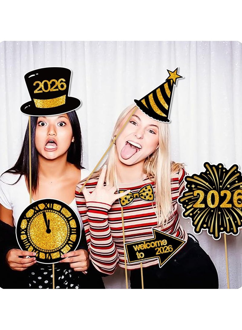 general 2026 Party Supplies Set - Large, 25-Piece | Gold and Black Happy New Year Banner, 2026 Number Balloons, New Year Foil Balloons | 2026 New Year's Eve Decorations, 2026 New Year Decorations - Image 4