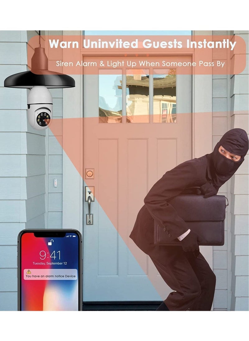 ELTRAZONE 360 Degree Security Cameras Wireless Outdoor, 2.4GHz & 5G WiFi Light Bulb Camera, 1080p Wireless Cameras for Home Security, Indoor Security Camera System, Motion Detection, Two-Way Audio - Image 2