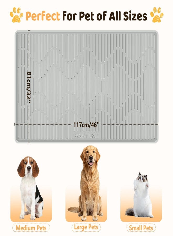 Bartuke Silicone Cat & Dog Food Mat, 46" x 32" Extra Large Pet Feeding Mat for Cats and Dogs Bowl, Pet Placemat for Food and Water with Raised Edge, Waterproof, Leakproof (Grey) - Image 4