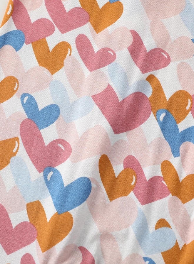 Owlivia Rayon Made from Bamboo Baby Footless Pajamas, Boys and Girls Zip up Sleep and Play, Long-Sleeve Coveralls(12-18 Months,Colorful Heart) - Image 2