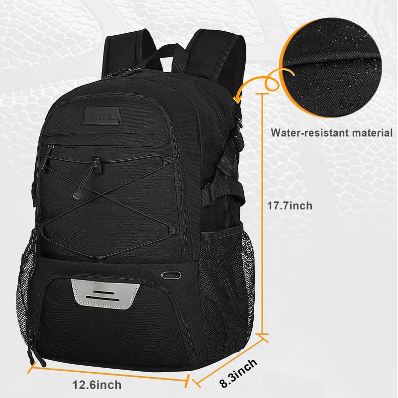Goloni Soccer Backpack, Large Water-Resistant Sports Bag with Ball & Shoe Compartment, Multi-Purpose Backpack for Basketball, Volleyball, Travel - Image 2