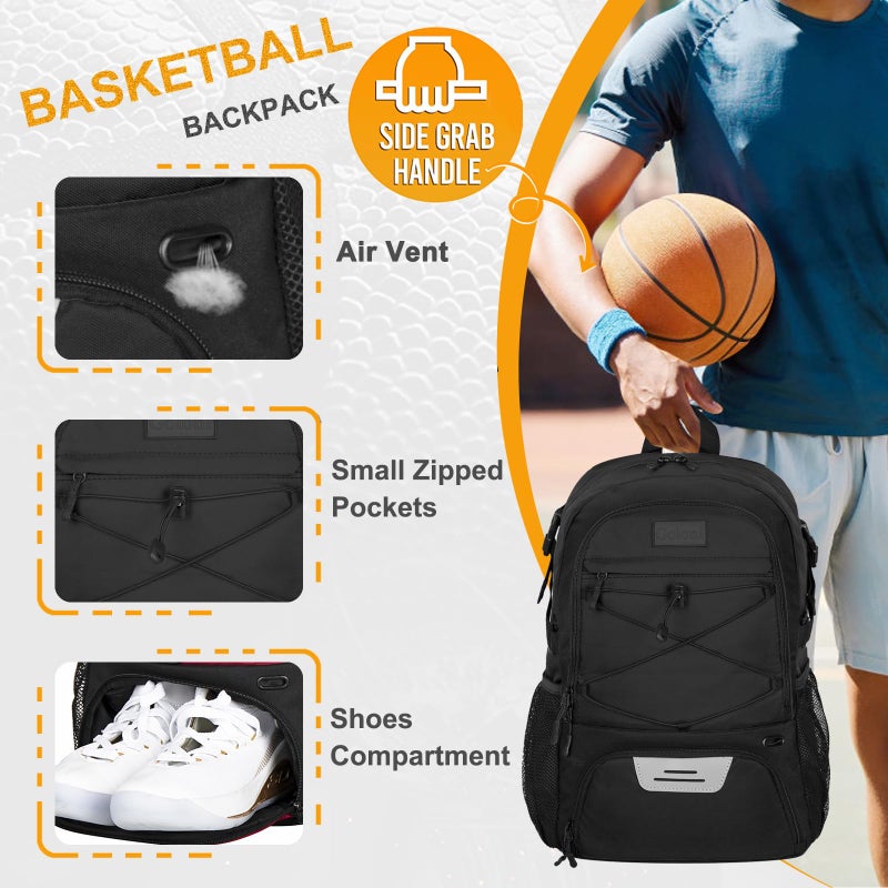 Goloni Soccer Backpack, Large Water-Resistant Sports Bag with Ball & Shoe Compartment, Multi-Purpose Backpack for Basketball, Volleyball, Travel - Image 3
