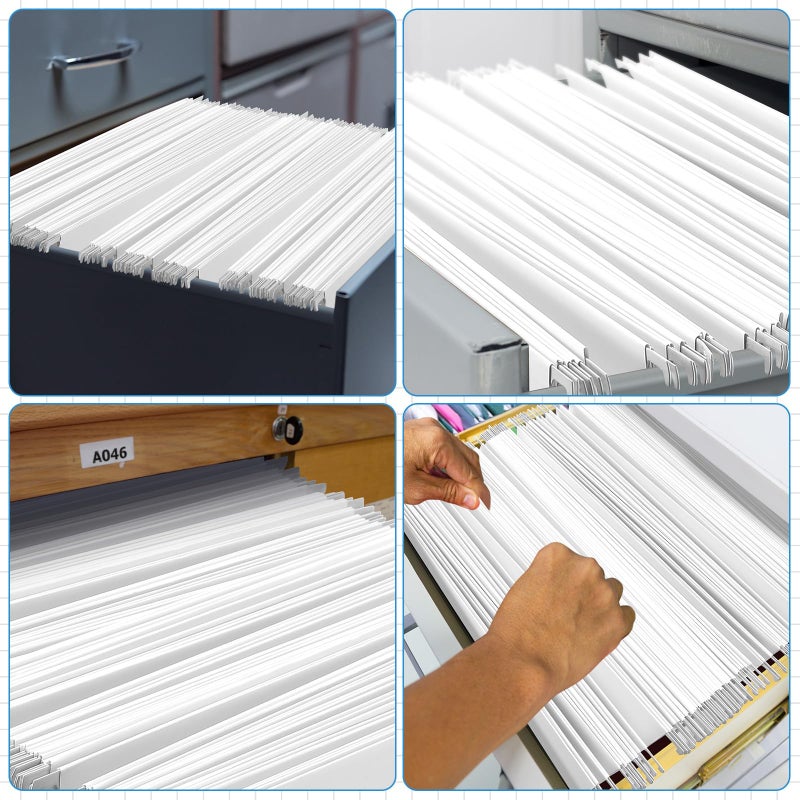 Tellingyou 25 Count White Hanging File Folders with Adhesive Tabs, Letter Size, Reinforced Hanging Folders Organizer, Standard Organizer for Filing Cabinet Home Office Desktop(11.6 x 9 Inch) - Image 5