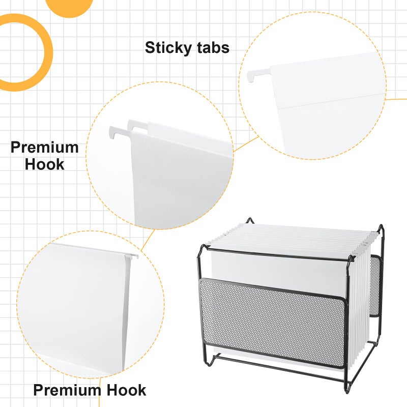 Tellingyou 25 Count White Hanging File Folders with Adhesive Tabs, Letter Size, Reinforced Hanging Folders Organizer, Standard Organizer for Filing Cabinet Home Office Desktop(11.6 x 9 Inch) - Image 3