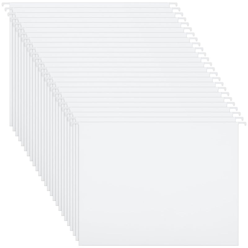 Tellingyou 25 Count White Hanging File Folders with Adhesive Tabs, Letter Size, Reinforced Hanging Folders Organizer, Standard Organizer for Filing Cabinet Home Office Desktop(11.6 x 9 Inch) - Image 1