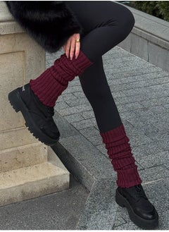 Generic Women burgundy tricot leg warmers for winter 
