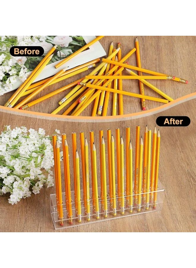 Clear Acrylic 24 Slot Pen Holder Organizer 1pc Transparent Desk Storage For Office School - Image 3