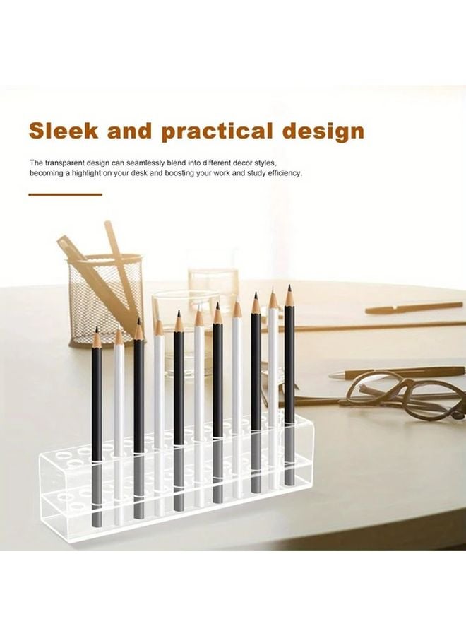 Clear Acrylic 24 Slot Pen Holder Organizer 1pc Transparent Desk Storage For Office School - Image 5