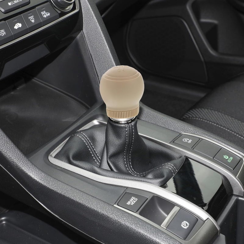 Universal 2pcs Beige Silicone Gear Shift Knob Covers for Manual Cars, Anti-Slip Wear-Resistant Stick Shift Protector with 5-Speed R Pattern for Car Interior - Image 5