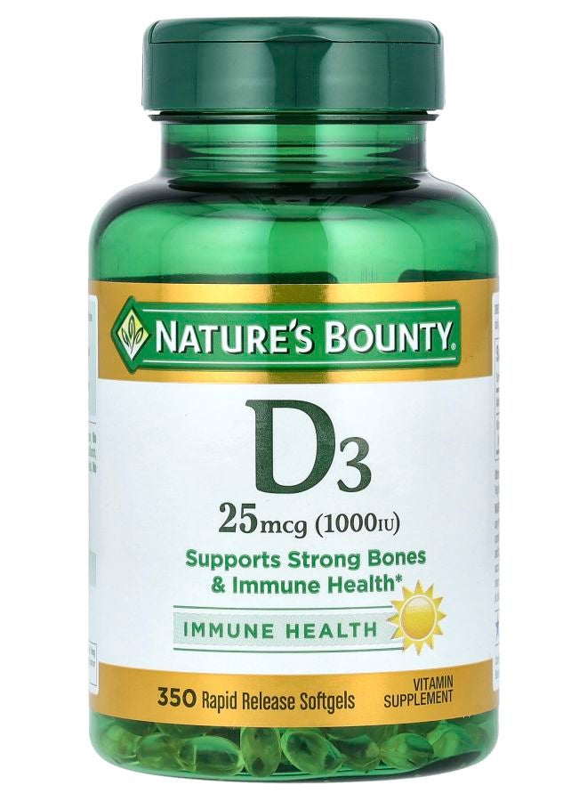 D3 25 ميكروغرام (1000 وحدة دولية) 350 كبسولة لينة سريعة الإطلاق