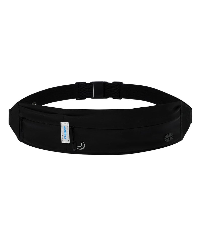 WATERFLY Running Belt Fanny Pack: Runner Marathon Jogging Waist Pack Sport Workout Exercise Fitness Phone Holder Belt for Men Women Jogger Slim Waist Bag Black - Image 1