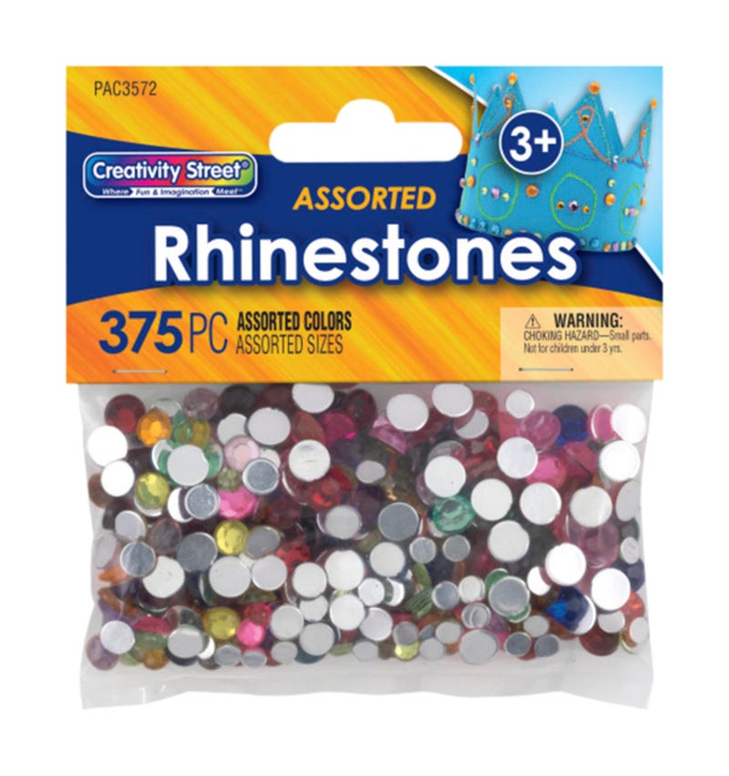 Creativity Street Rhinestones PAC3572 Assorted Colors Assorted Sizes 375 Pieces