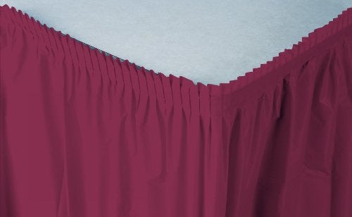 Creative Converting Plastic Table Skirt 14Feet Burgundy
