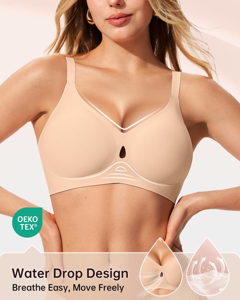 LetsJoli Bras for Women No Underwire Wireless Jelly Bra Support and All Day Comfort Seamless Racerback Sleep Workout Adjustable Bras (Skin 2XL) - Image 2