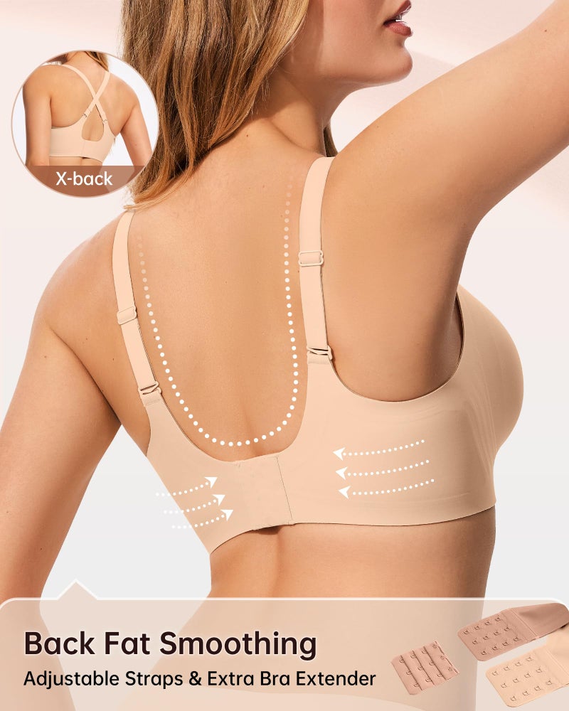 LetsJoli Bras for Women No Underwire Wireless Jelly Bra Support and All Day Comfort Seamless Racerback Sleep Workout Adjustable Bras (Skin 2XL) - Image 4