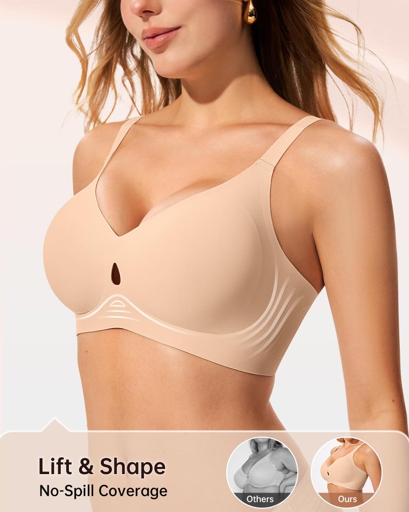 LetsJoli Bras for Women No Underwire Wireless Jelly Bra Support and All Day Comfort Seamless Racerback Sleep Workout Adjustable Bras (Skin 2XL) - Image 3