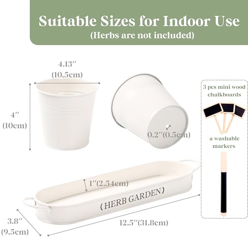 PERFNIQUE Indoor Herb Garden, Herb Planter for Indoor/Outdoor, Farmhouse Plant Pots, Windowsill Herb Garden with Tray(Planter only) Window Pots - Image 5