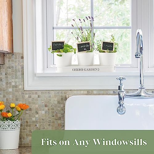 PERFNIQUE Indoor Herb Garden, Herb Planter for Indoor/Outdoor, Farmhouse Plant Pots, Windowsill Herb Garden with Tray(Planter only) Window Pots - Image 3