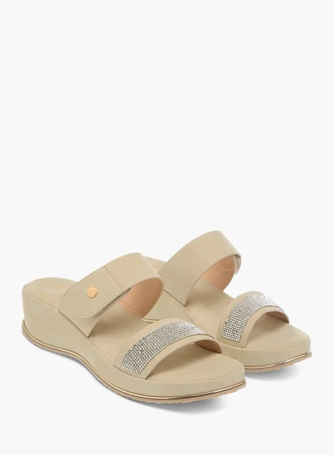 Flora Bella By Shoexpress Womens Embellished Slip-On Strap Sandals