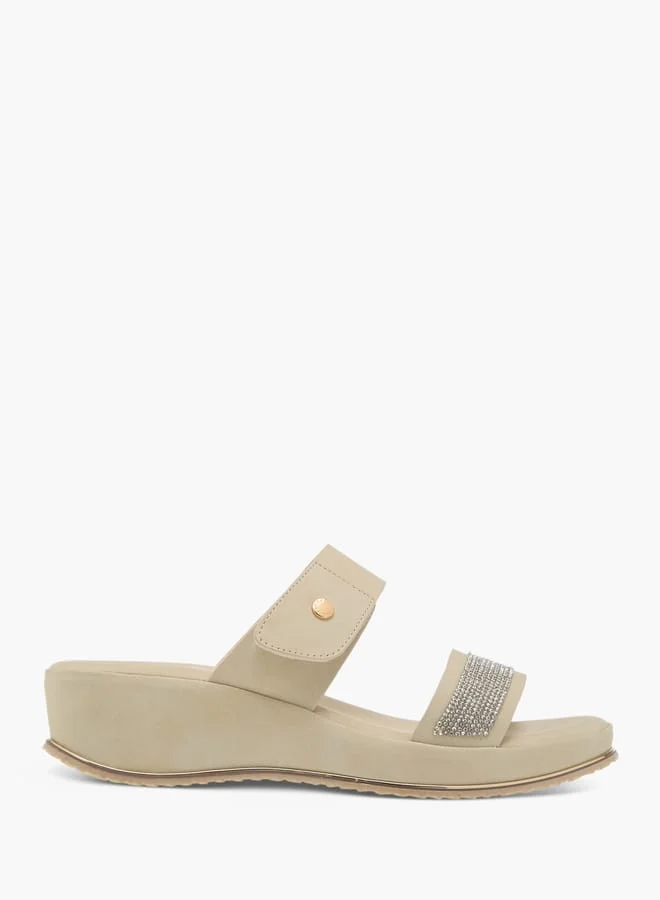 Flora Bella By Shoexpress Womens Embellished Slip-On Strap Sandals