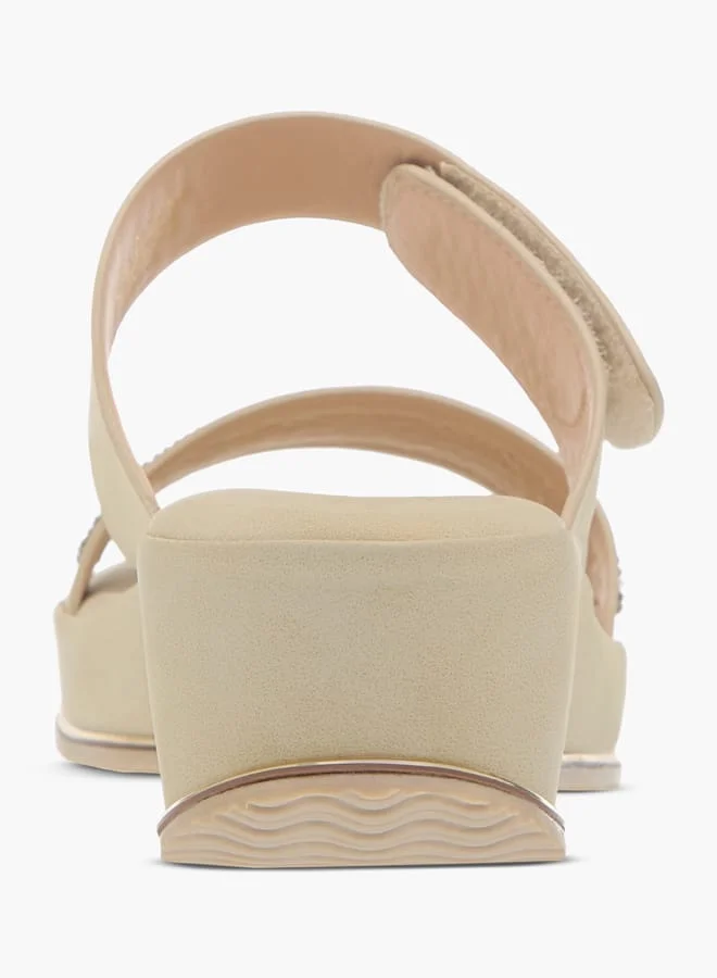 Flora Bella By Shoexpress Womens Embellished Slip-On Strap Sandals