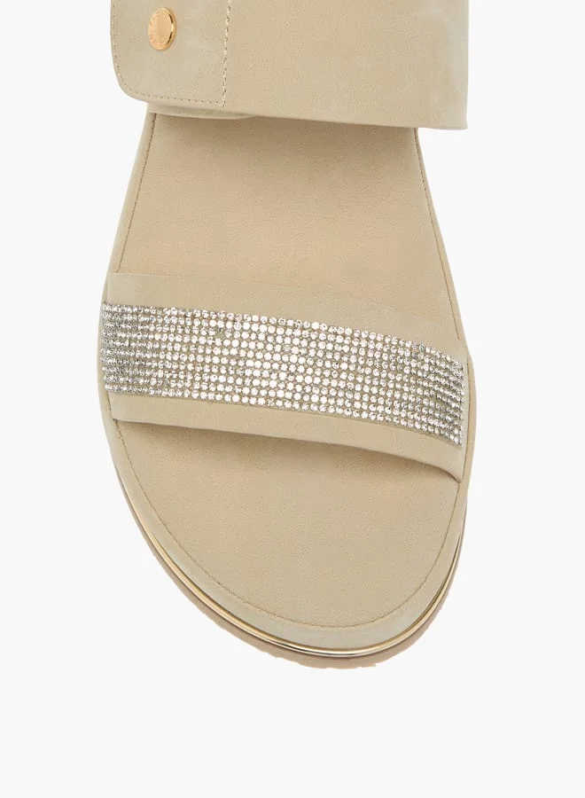 Flora Bella By Shoexpress Womens Embellished Slip-On Strap Sandals