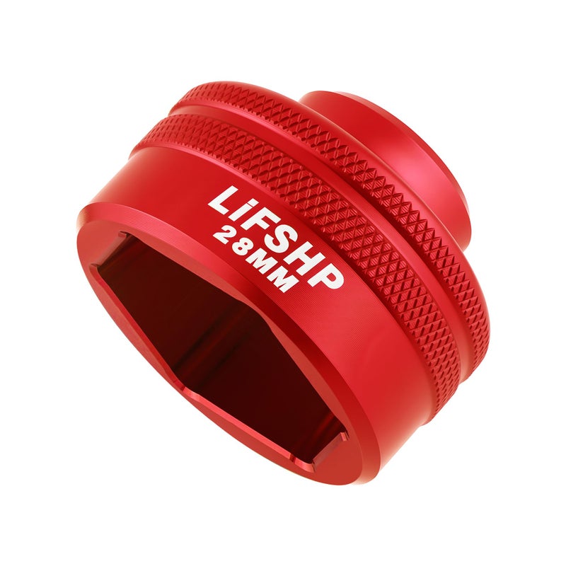 LIFSHP 28MM Oil Filter Socket 38 Drive Compatible Dodge Ram 67L Cummins Other Vehicles OilFuel Filter Removal ToolRed - Image 3
