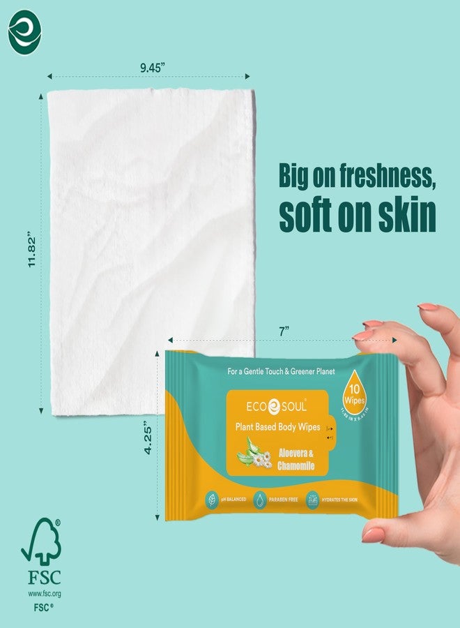 Eco Soul Shower Body Wipes for Adults Bathing Sheets [6 x Pack of 10] Plant Based Biodegradable Disposable Extra Moist Large & Thick No Rinse Cleansing for Men, Women Body Cleansing (11.8 x 9.5 Inch) - Image 2