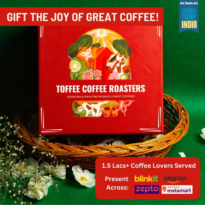 Toffee Coffee Roasters | French Press Gift Set | Rose Gold French Press (350 ml) + 3 Best Coffees: 60gm Each - Mysore Nuggets, Peaberry, Baba Budangiri - Image 4