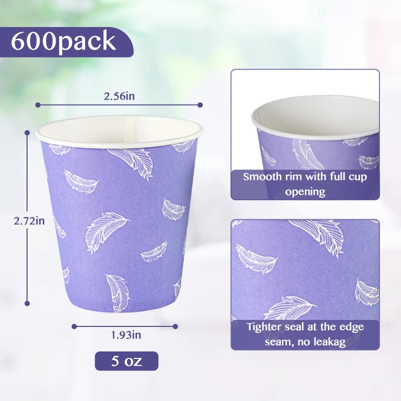 LITOPAK 600 Pack 5 oz Small Disposable Cups  Disposable Paper Cups  Mini Paper Cups  Colorful Disposable Mouthwash Cups for Parties  Picnics  Barbecues  Travel  and Events - Image 2