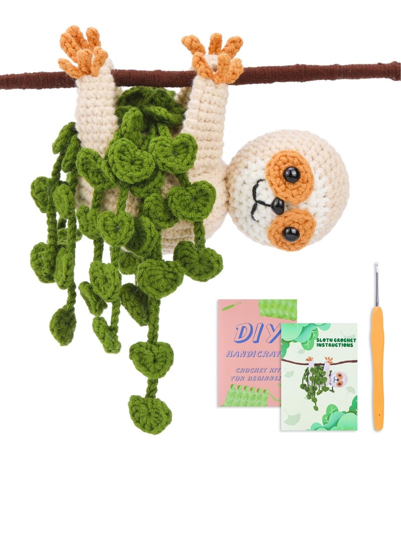 KASTWAVE Crochet Starter Kit, Sloth Crochet Kit with Step-by-Step Video Tutorials, DIY Craft Knitting Supplies, Include Crochet Hook, Yarn, Polyester Fiber, Stitch Markers, Floral Wire, Plastic Eyes  - Image 1