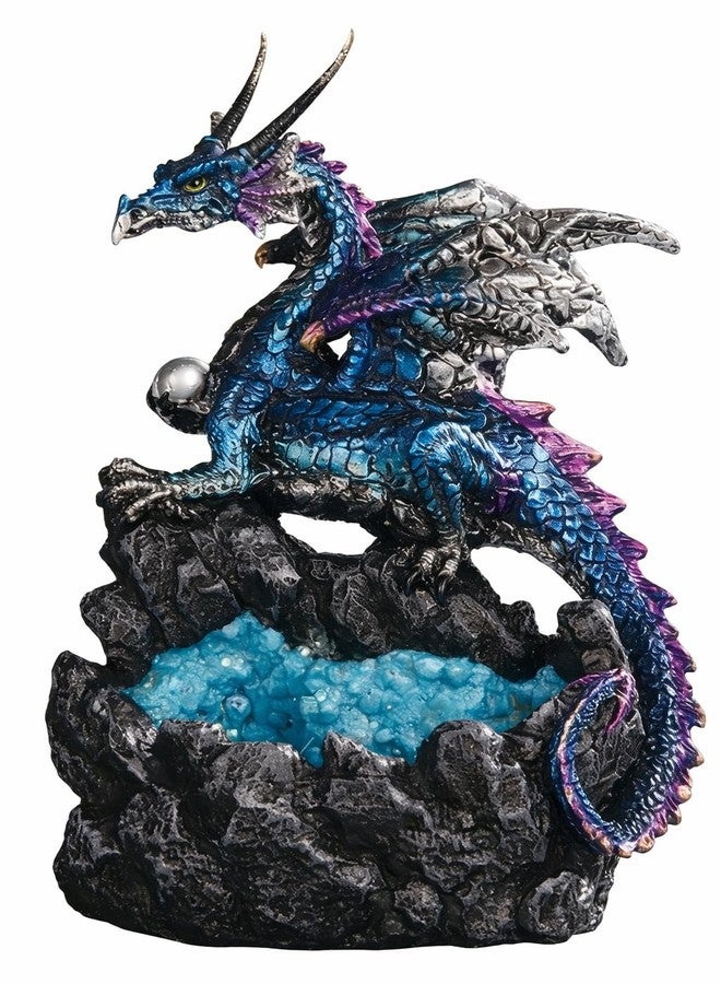 ICE ARMOR 5.5" H Blue Dragon on Faux Crystal Cave Figurine Statue Sculpture Ornament Decor for Housewarming, Holidays, Christmas for Men/Women - Image 1