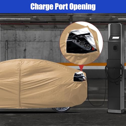 JURMON Heavy Duty Outdoor Car Cover Custom Fit for 2020-2026 Tesla Model Y,Windproof All Weather Waterproof Sun Rain UV Dust Snow Protection Outdoor Car Covers - Image 4