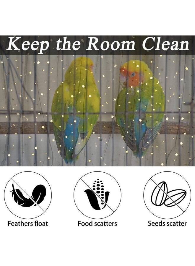2Pcs Adjustable Bird Cage Seed Catcher(Black) Birdcage Nylon Mesh Cover Twinkle Star Universal Birdcage Cover For Parakeet Round Square Cage With Spring Hook - Image 5