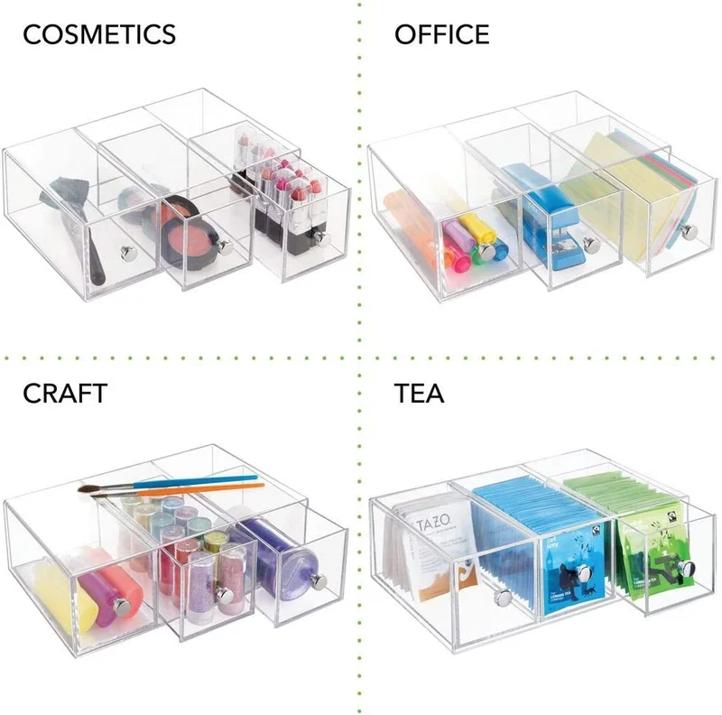 كويزيرا منظم أدراج شفاف قابل للتكديس