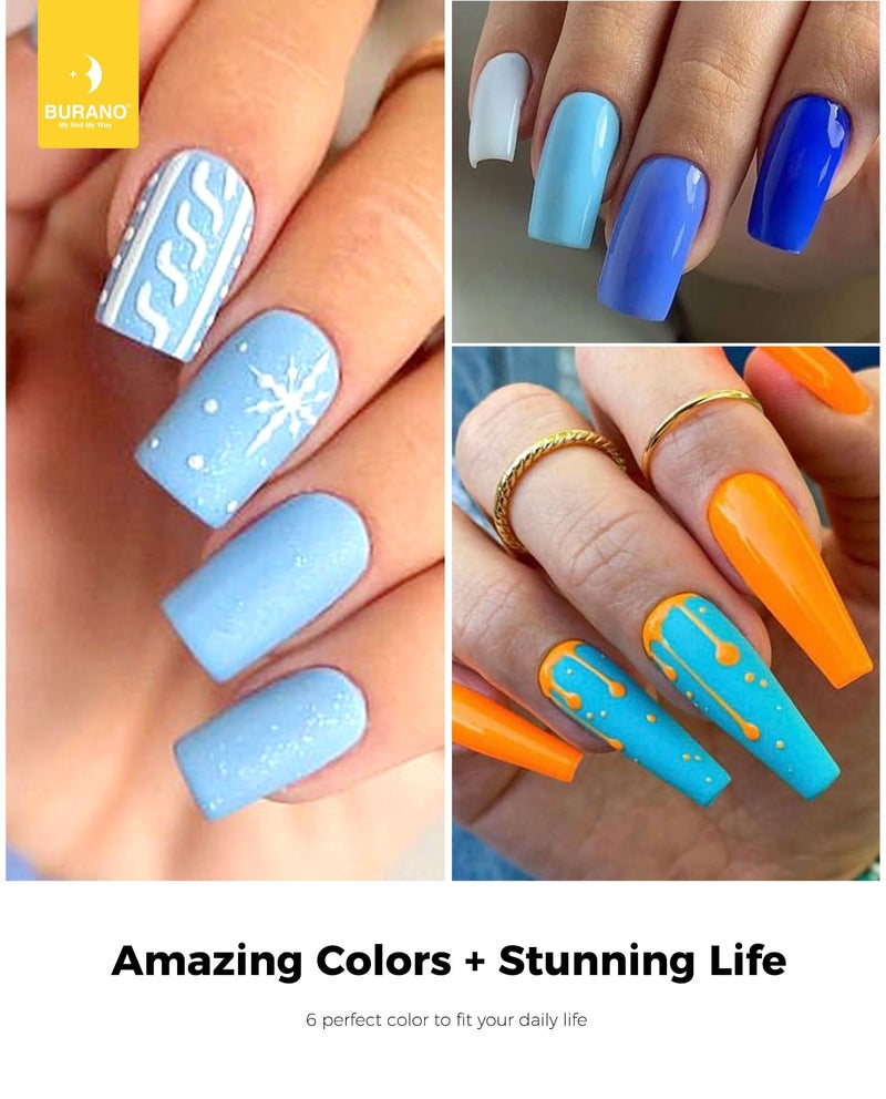 BURANO Poly Extension Gel Nail Kit, 6 Colors Nail Poly Nails Builder Gel Set for Beginner & Professional Using, DIY Starter Kit Nail Art Gift (blue) - Image 3