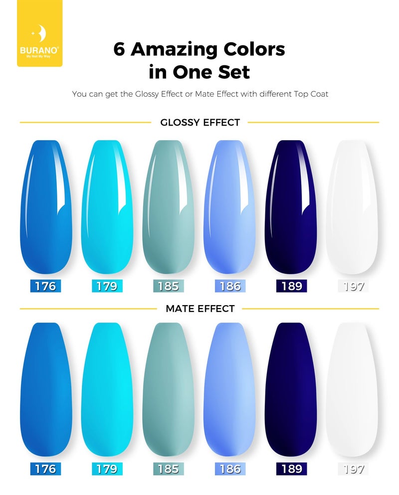BURANO Poly Extension Gel Nail Kit, 6 Colors Nail Poly Nails Builder Gel Set for Beginner & Professional Using, DIY Starter Kit Nail Art Gift (blue) - Image 4