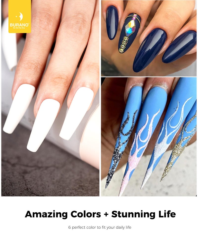 BURANO Poly Extension Gel Nail Kit, 6 Colors Nail Poly Nails Builder Gel Set for Beginner & Professional Using, DIY Starter Kit Nail Art Gift (blue) - Image 2