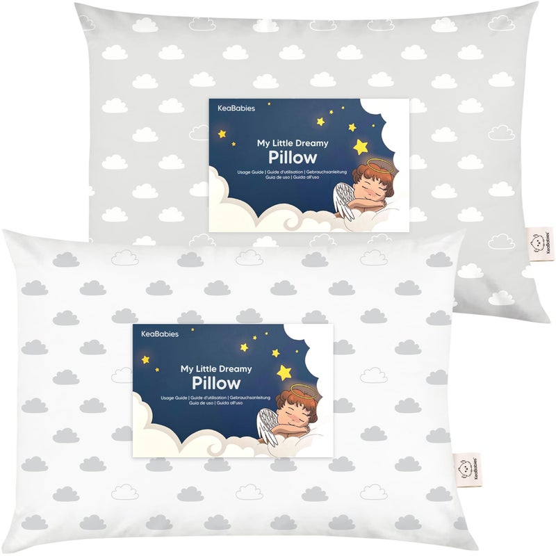 KeaBabies 2-Pack Toddler Pillows 2 Year Old to 5-13x18 Soft Organic Cotton Kids Pillow for Sleeping, Travel, School, Daycare, Nap, Toddler Bed, Machine Washable, Without Pillowcase (Cloud) - Image 1
