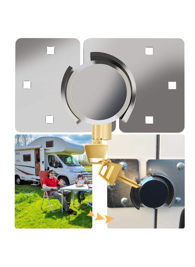 Hockey Puck Lock Hidden Shackle Padlock Set with Hasp,Steel Chrome Coating with 2Keys and 6Pcs Original Fixed M8×80MM Bolts+Screws Ideal for Trailer,Vans,Gates and General Security,Easy to Install - Image 2