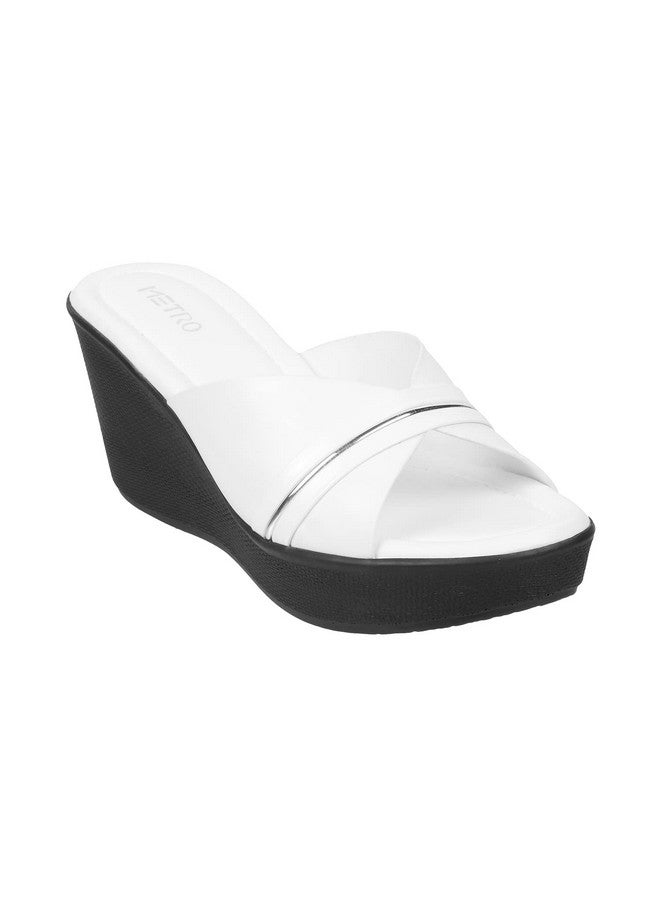 Metro Women Wedge Heel Fashion Slip-on White UK/6 EU/39 (34-122) - Image 2