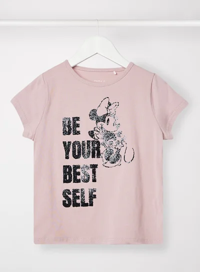 NAME IT Girls Shimmer Slogan T-Shirt