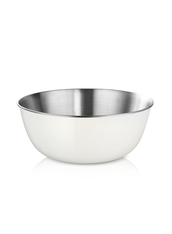 304 Stainless Steel Salad Bowl With Scale Japanese Style Muji Kitchen Baking Cream Style Egg Bowl Vegetable Washing Basin-Specifications:304 Stainless Steel Beige Japanese Basin-Color:28cm - Image 1